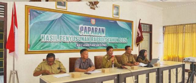 Desa / Kelurahan se Kecamatan Leksono Mengikuti Paparan Hasil Penyusunan RAPBDes TA 2026